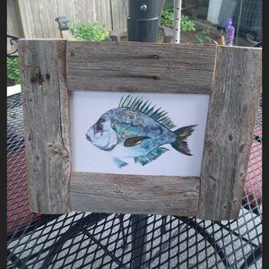Rustic  framed fish wall art